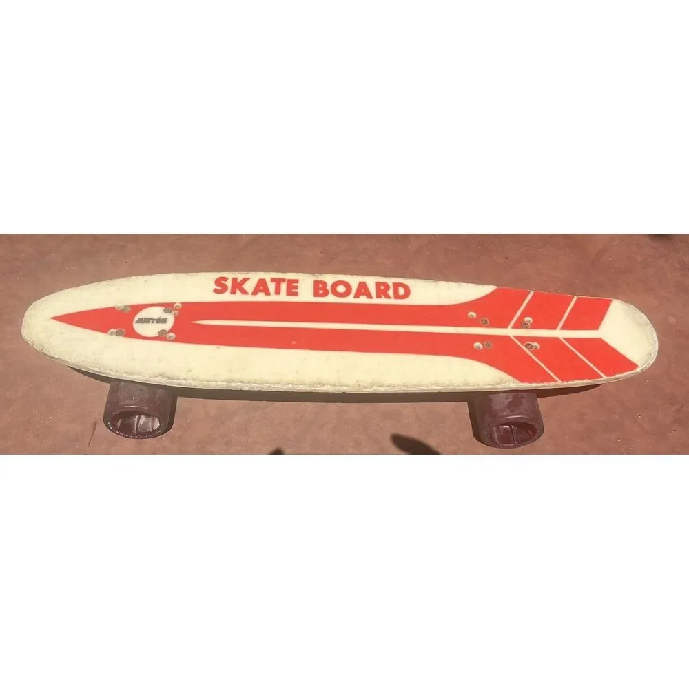 VTG Justen Fiberglass Skateboard Red White‎ 70s Sidewalk Surfboard